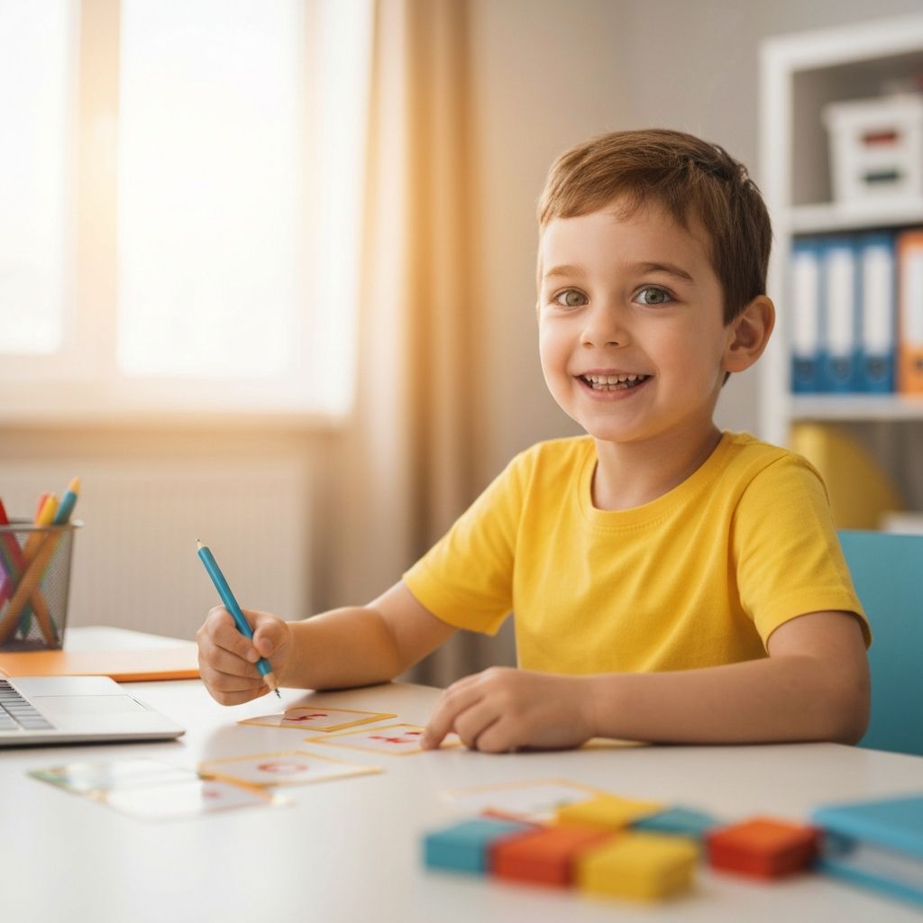 Child engaged in speech therapy exercises